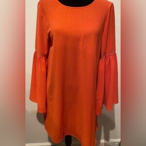 Women’s Orange Bell Sleeve Dress (Size M)